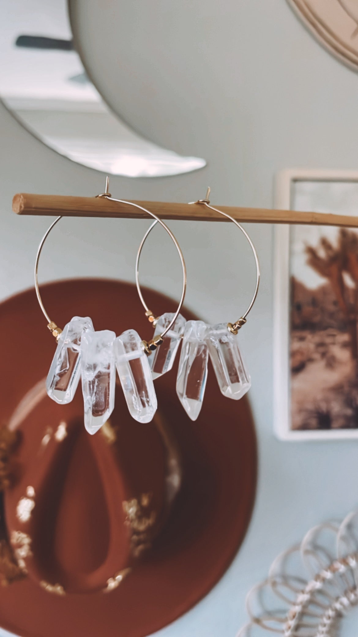 Clear Quartz Hoops
