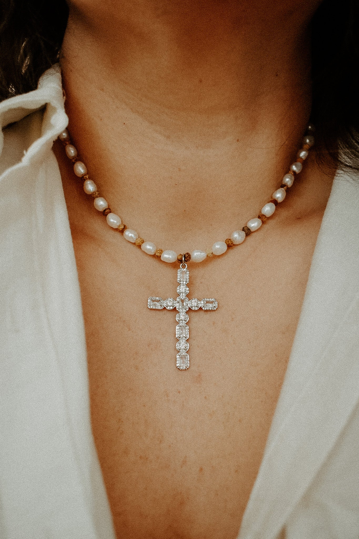 Pearl Cross Necklace
