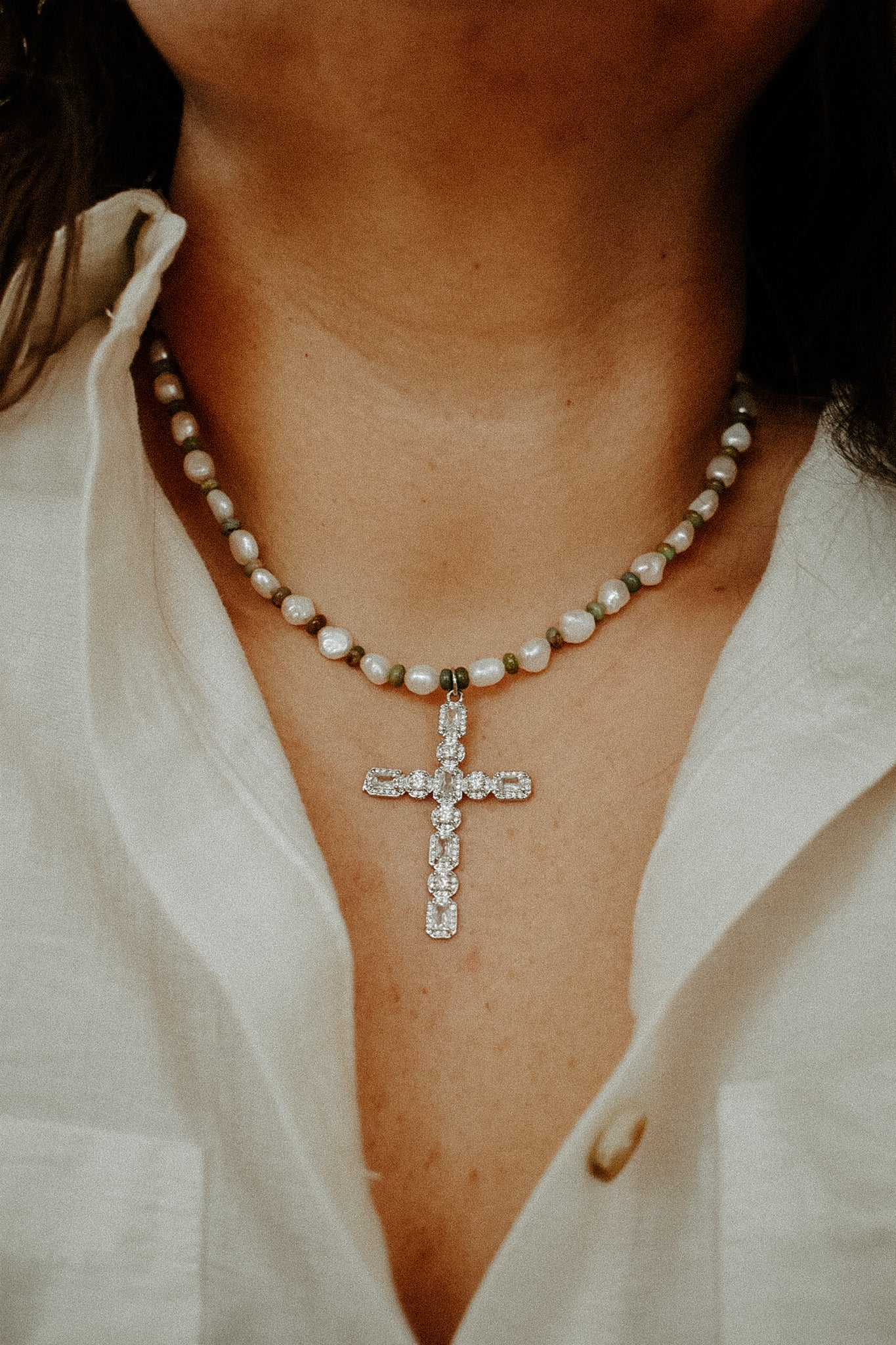 Pearl Cross Necklace