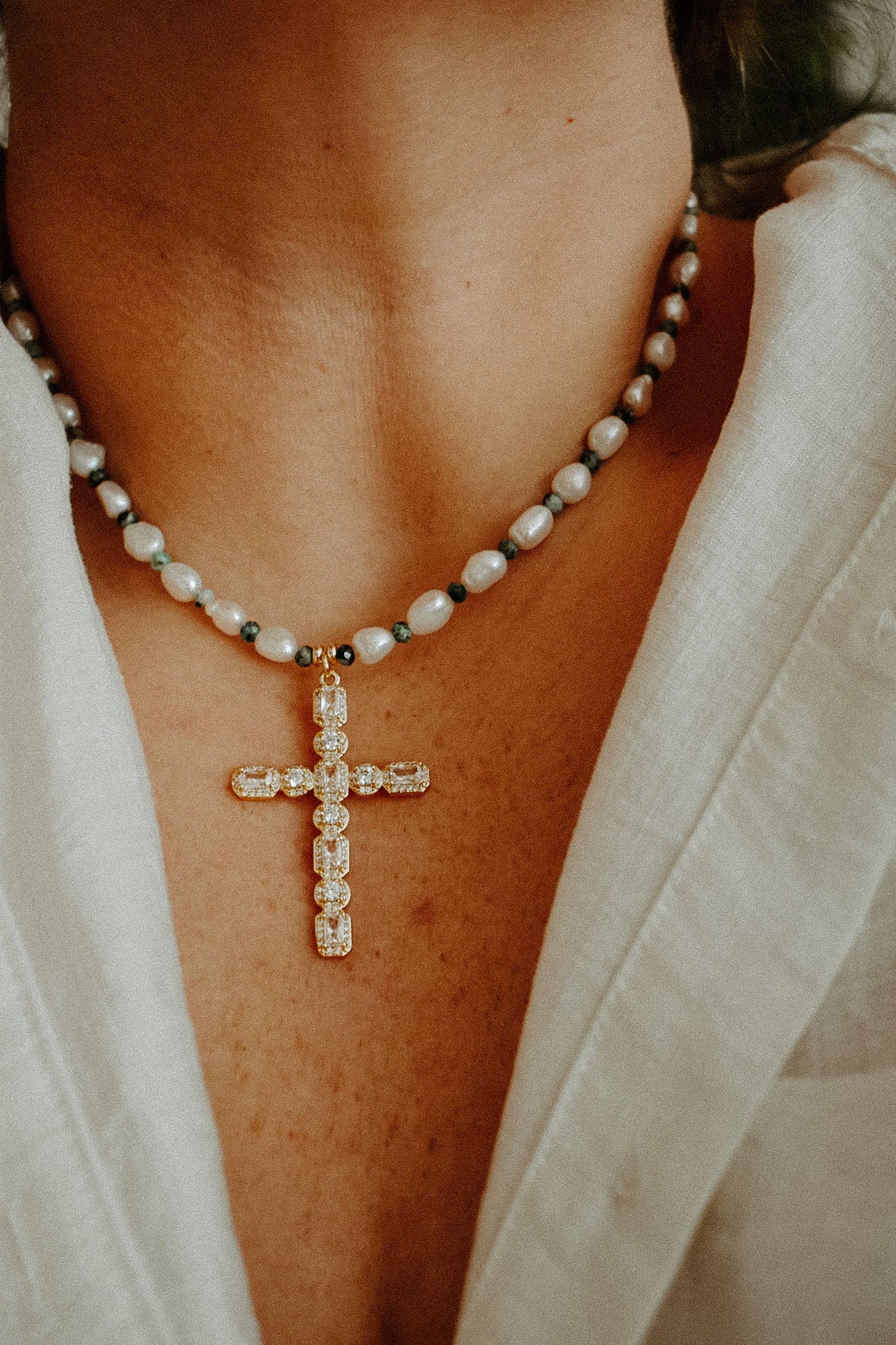 Pearl Cross Necklace