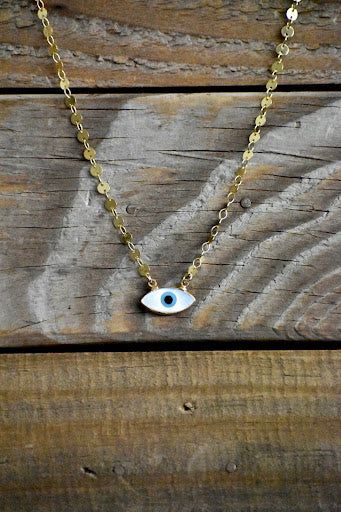 Mother of Pearl Evil Eye Necklace