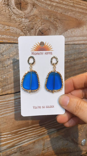 Royal Blue Sea Glass Earrings